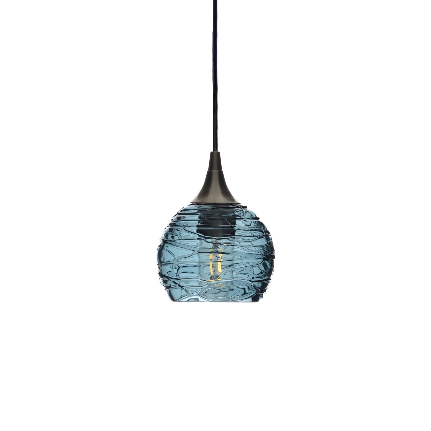 763 Spun: Single Pendant Light-Glass-Bicycle Glass Co - Hotshop-Slate Gray-Antique Bronze-Bicycle Glass Co