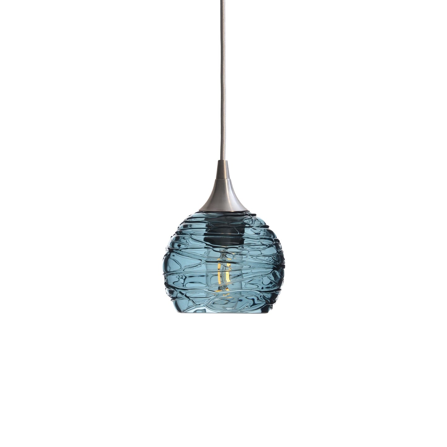 763 Spun: Single Pendant Light-Glass-Bicycle Glass Co - Hotshop-Slate Gray-Brushed Nickel-Bicycle Glass Co