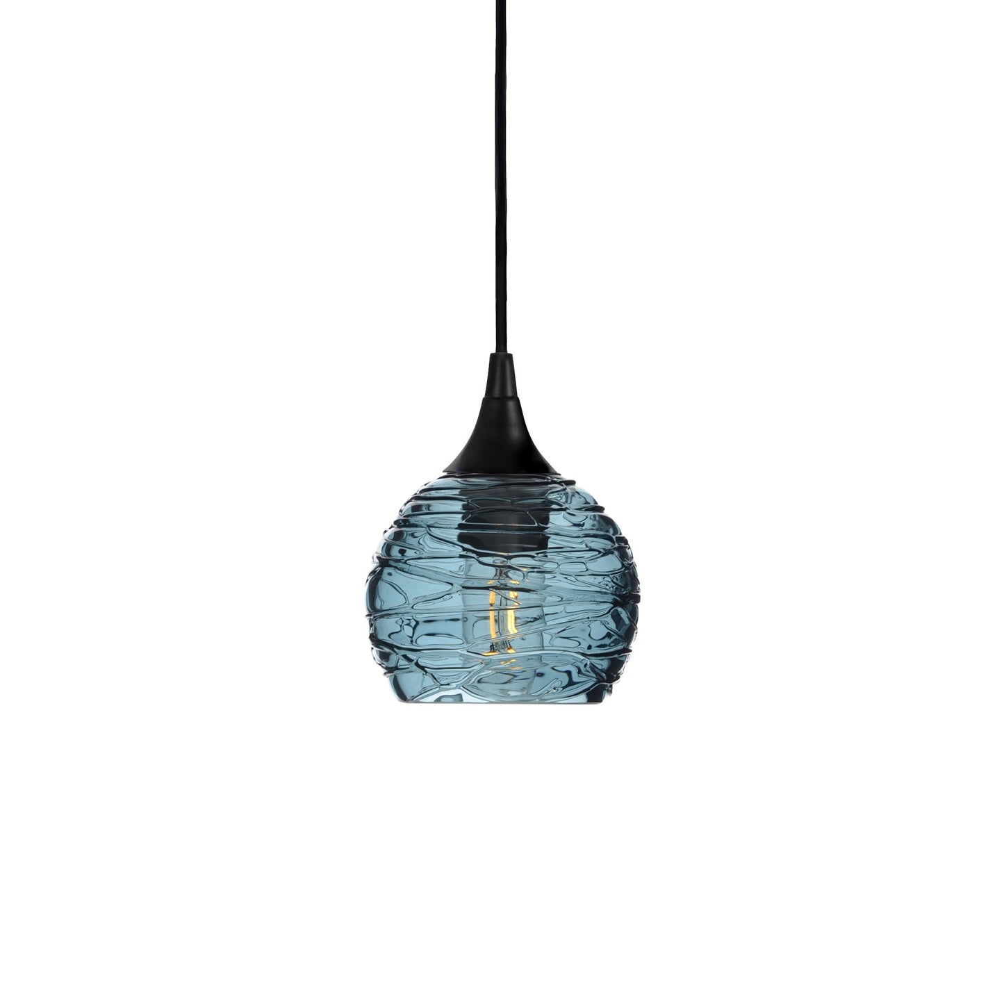 763 Spun: Single Pendant Light-Glass-Bicycle Glass Co - Hotshop-Slate Gray-Matte Black-Bicycle Glass Co