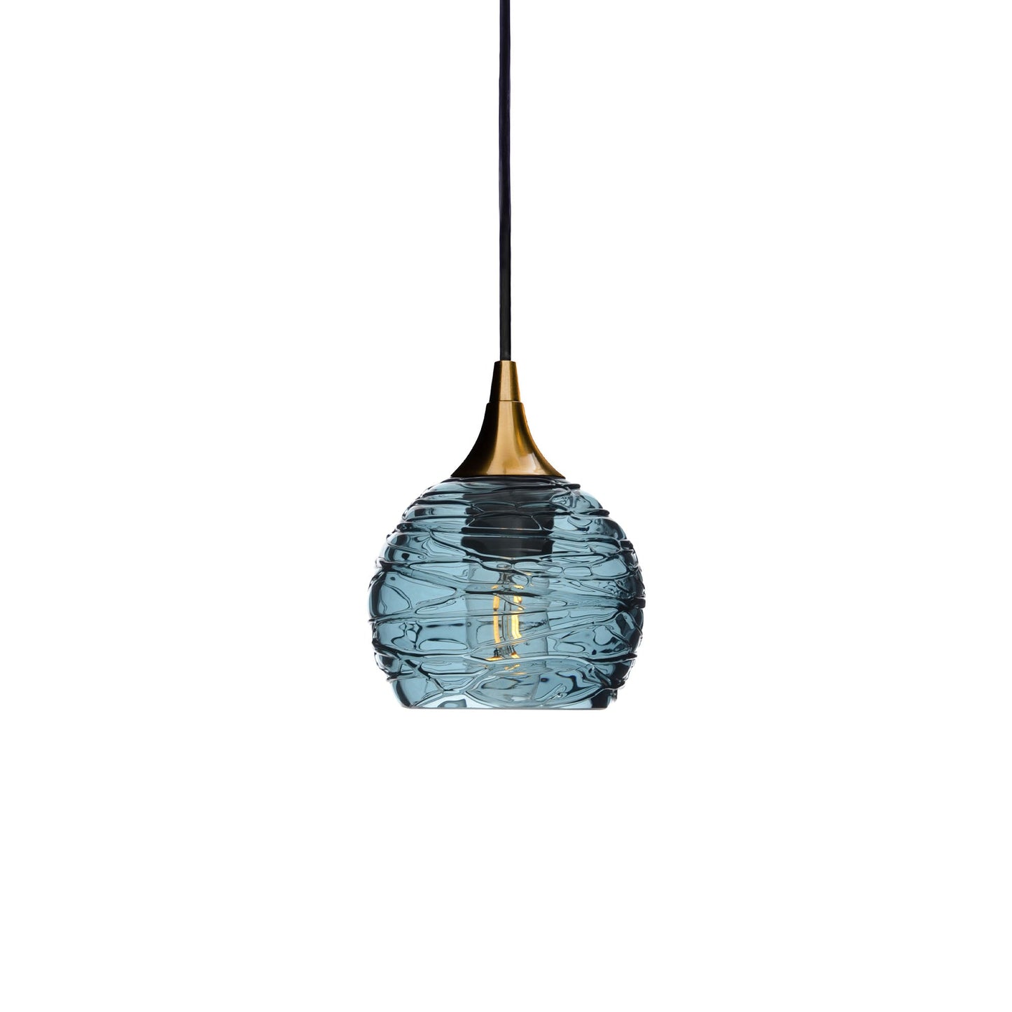 763 Spun: Single Pendant Light-Glass-Bicycle Glass Co - Hotshop-Slate Gray-Polished Brass-Bicycle Glass Co