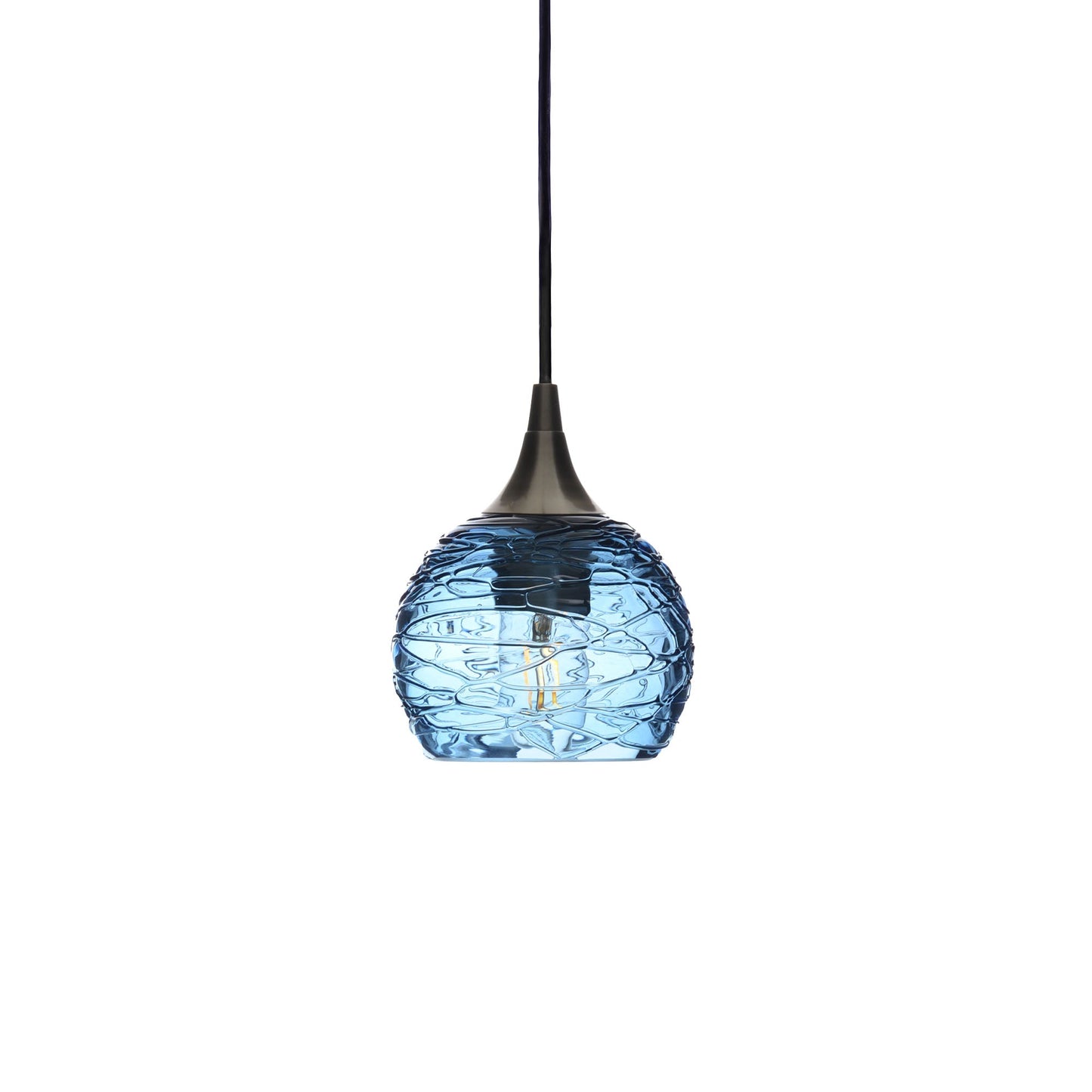 763 Spun: Single Pendant Light-Glass-Bicycle Glass Co - Hotshop-Steel Blue-Antique Bronze-Bicycle Glass Co