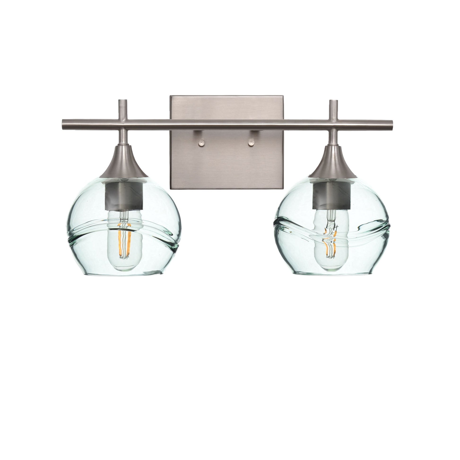 763 Swell: 2 Light Wall Vanity-Glass-Bicycle Glass Co - Hotshop-Eco Clear-Brushed Nickel-Bicycle Glass Co