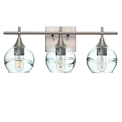 763 Swell: 3 Light Wall Vanity-Glass-Bicycle Glass Co - Hotshop-Eco Clear-Brushed Nickel-Bicycle Glass Co