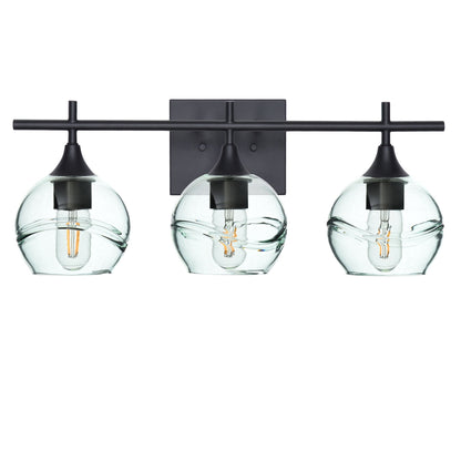 763 Swell: 3 Light Wall Vanity-Glass-Bicycle Glass Co - Hotshop-Eco Clear-Matte Black-Bicycle Glass Co