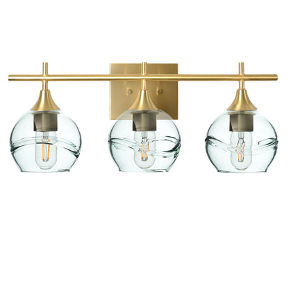 763 Swell: 3 Light Wall Vanity-Glass-Bicycle Glass Co - Hotshop-Eco Clear-Satin Brass-Bicycle Glass Co