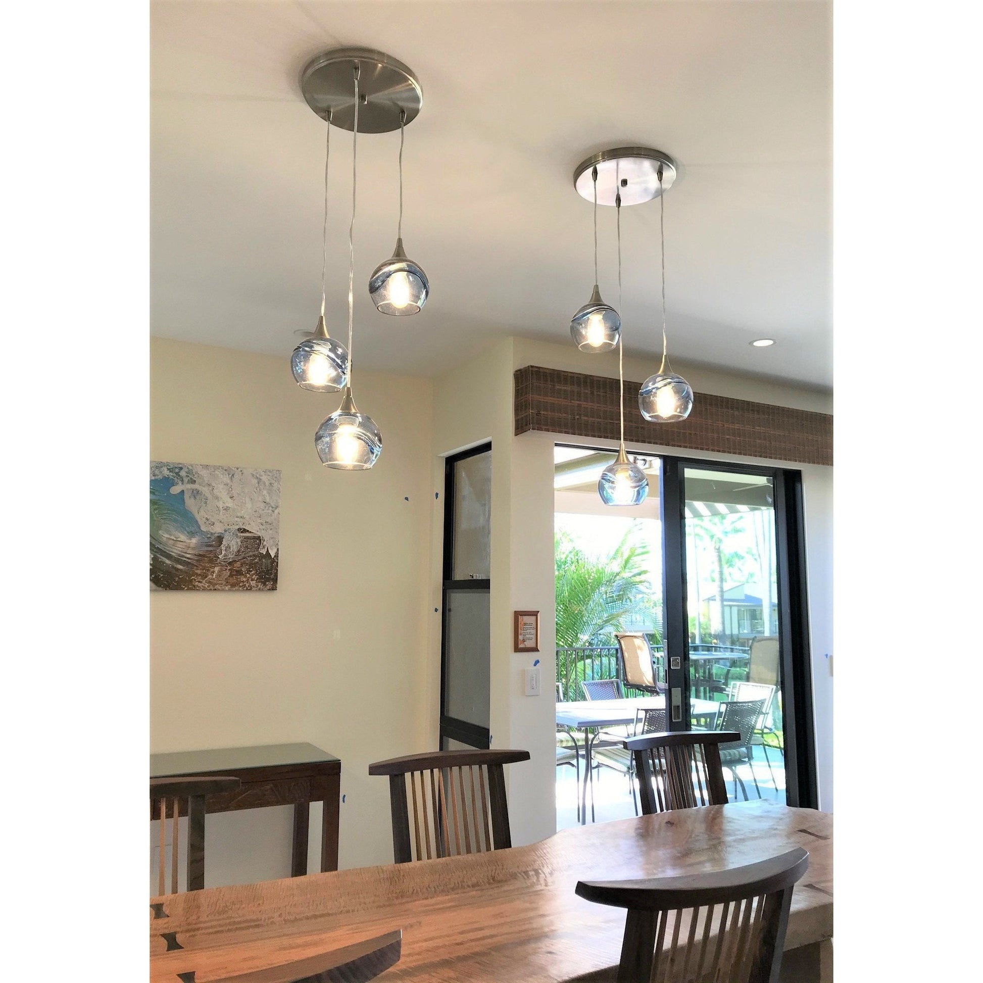 Swell 3 Pendant Cascade Chandelier - Form. No. 763-Multipendant-Bicycle Glass Co-Steel Blue-Bicycle Glass Co