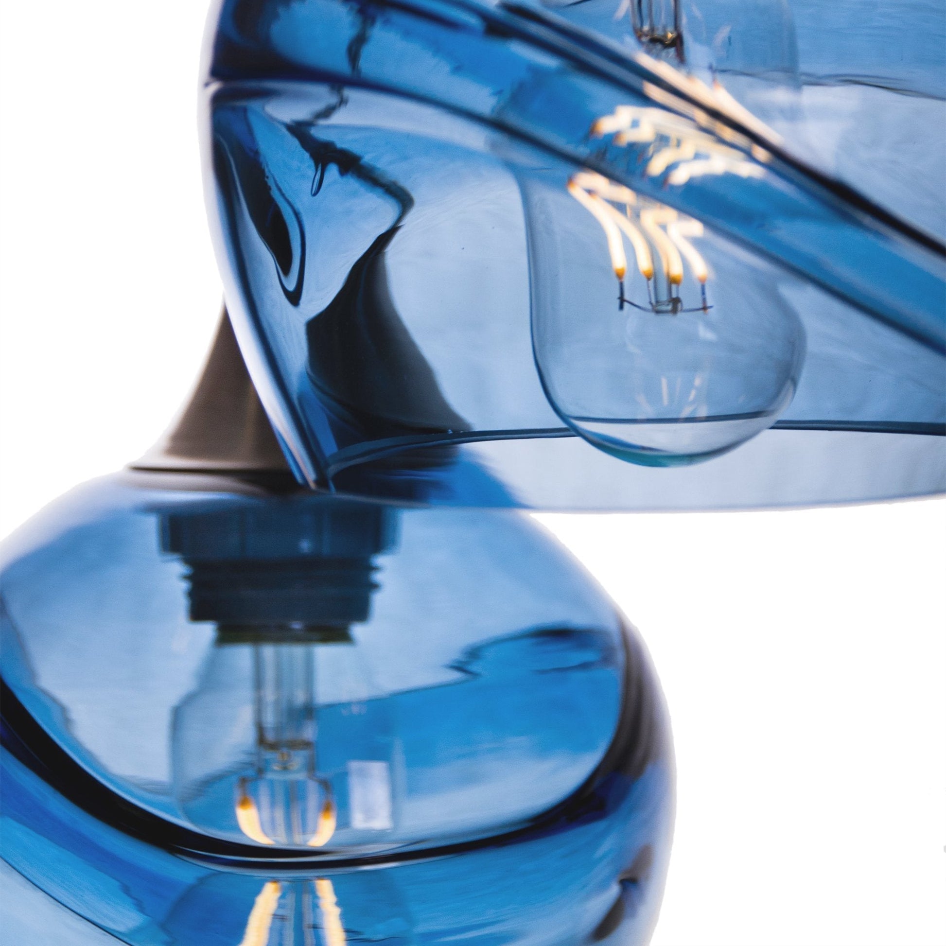 Swell 3 Pendant Cascade Chandelier - Form. No. 763-Multipendant-Bicycle Glass Co-Steel Blue-Bicycle Glass Co