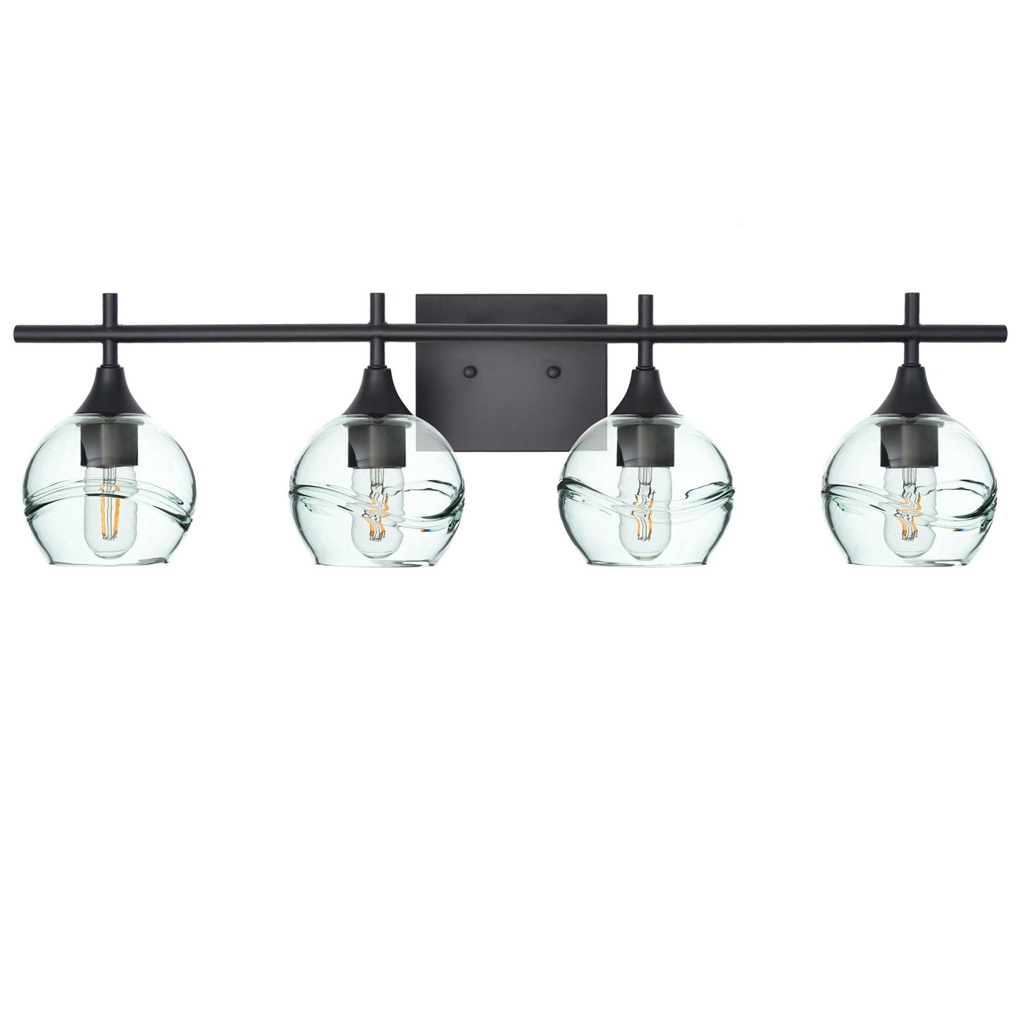763 Swell: 4 Light Wall Vanity-Glass-Bicycle Glass Co - Hotshop-Eco Clear-Matte Black-Bicycle Glass Co