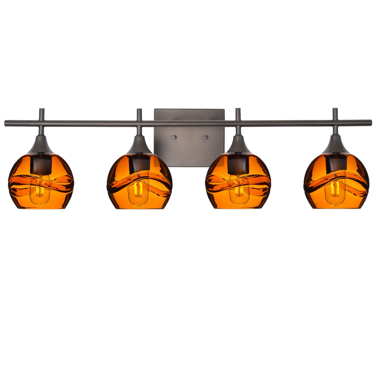 763 Swell: 4 Light Wall Vanity-Glass-Bicycle Glass Co - Hotshop-Steel Blue-Brushed Nickel-Bicycle Glass Co