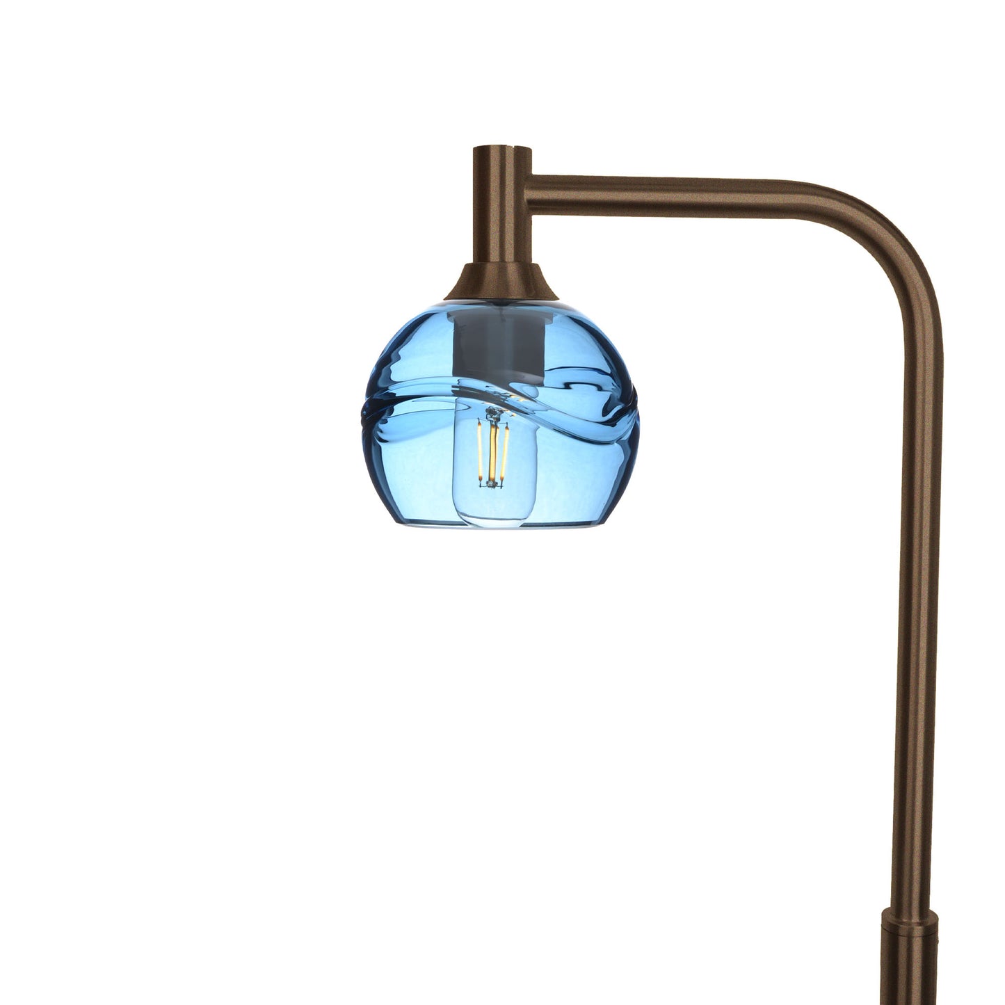 763 Swell: Floor Lamp-Glass-Bicycle Glass Co - Hotshop-Steel Blue-Antique Bronze-Bicycle Glass Co