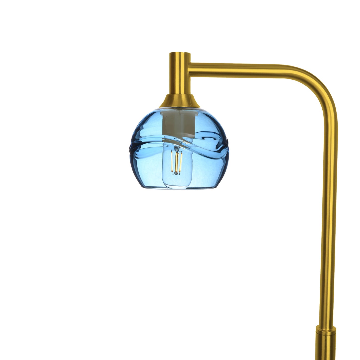 763 Swell: Floor Lamp-Glass-Bicycle Glass Co - Hotshop-Steel Blue-Polished Brass-Bicycle Glass Co
