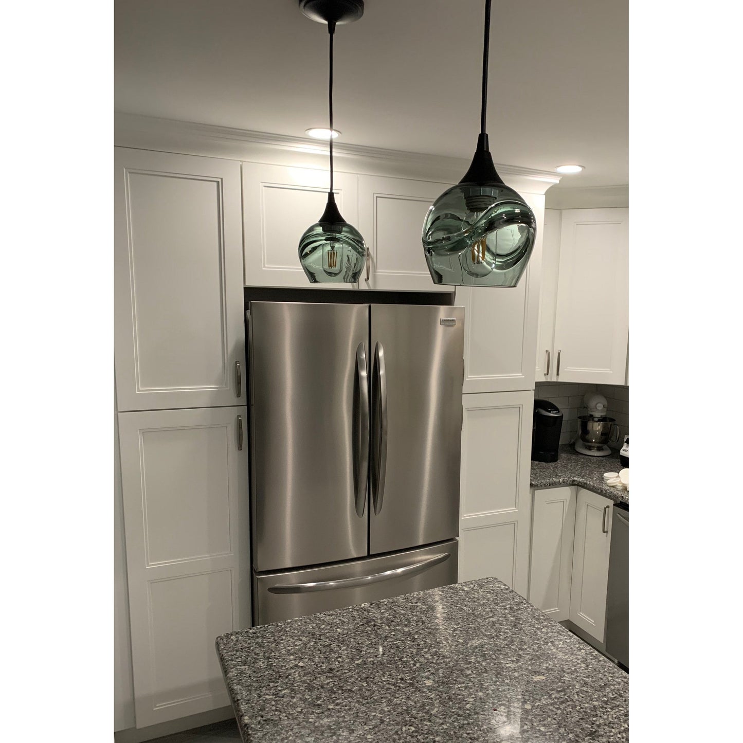 763 Swell: Single Pendant Light-Mini Pendant Lights-Bicycle Glass Co-Steel Blue-Bicycle Glass Co