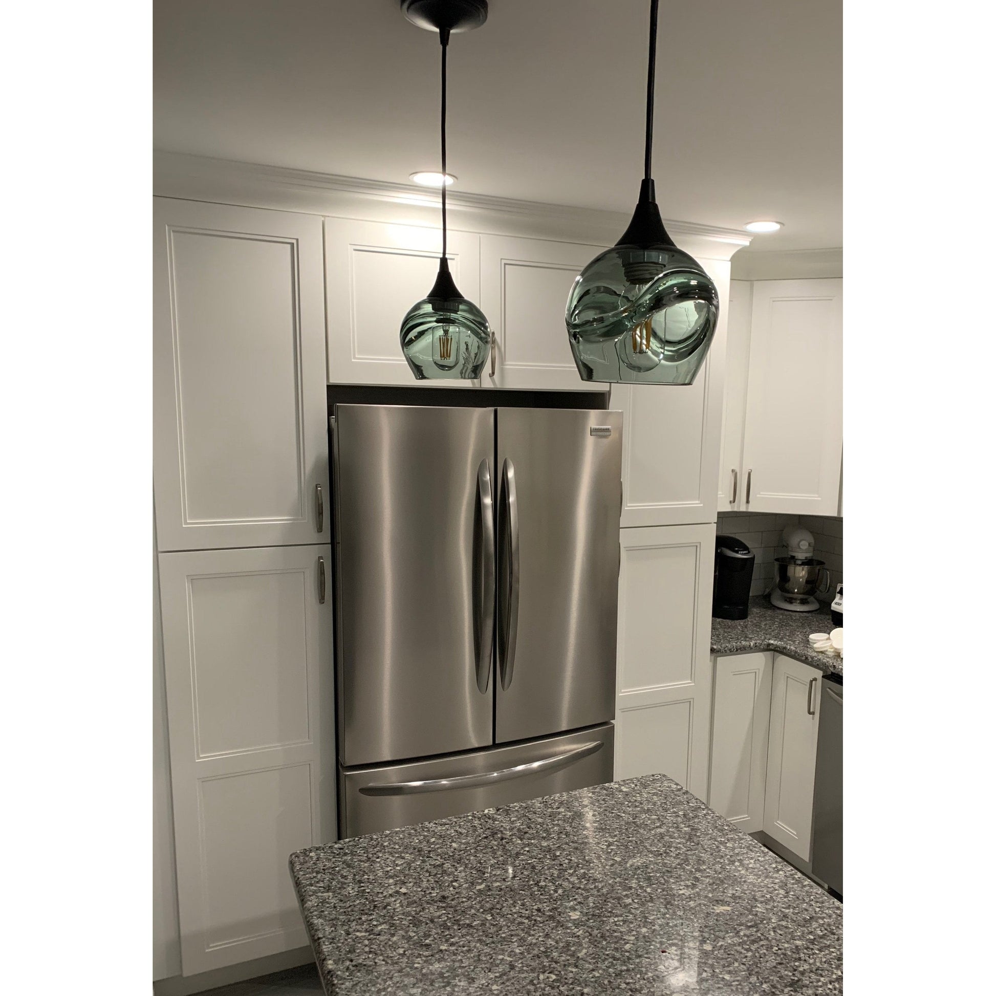 763 Swell: Single Pendant Light-Mini Pendant Lights-Bicycle Glass Co-Steel Blue-Bicycle Glass Co