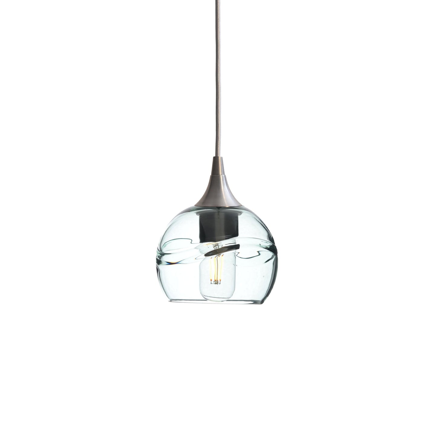 763 Swell: Single Pendant Light-Glass-Bicycle Glass Co - Hotshop-Eco Clear-Brushed Nickel-Bicycle Glass Co