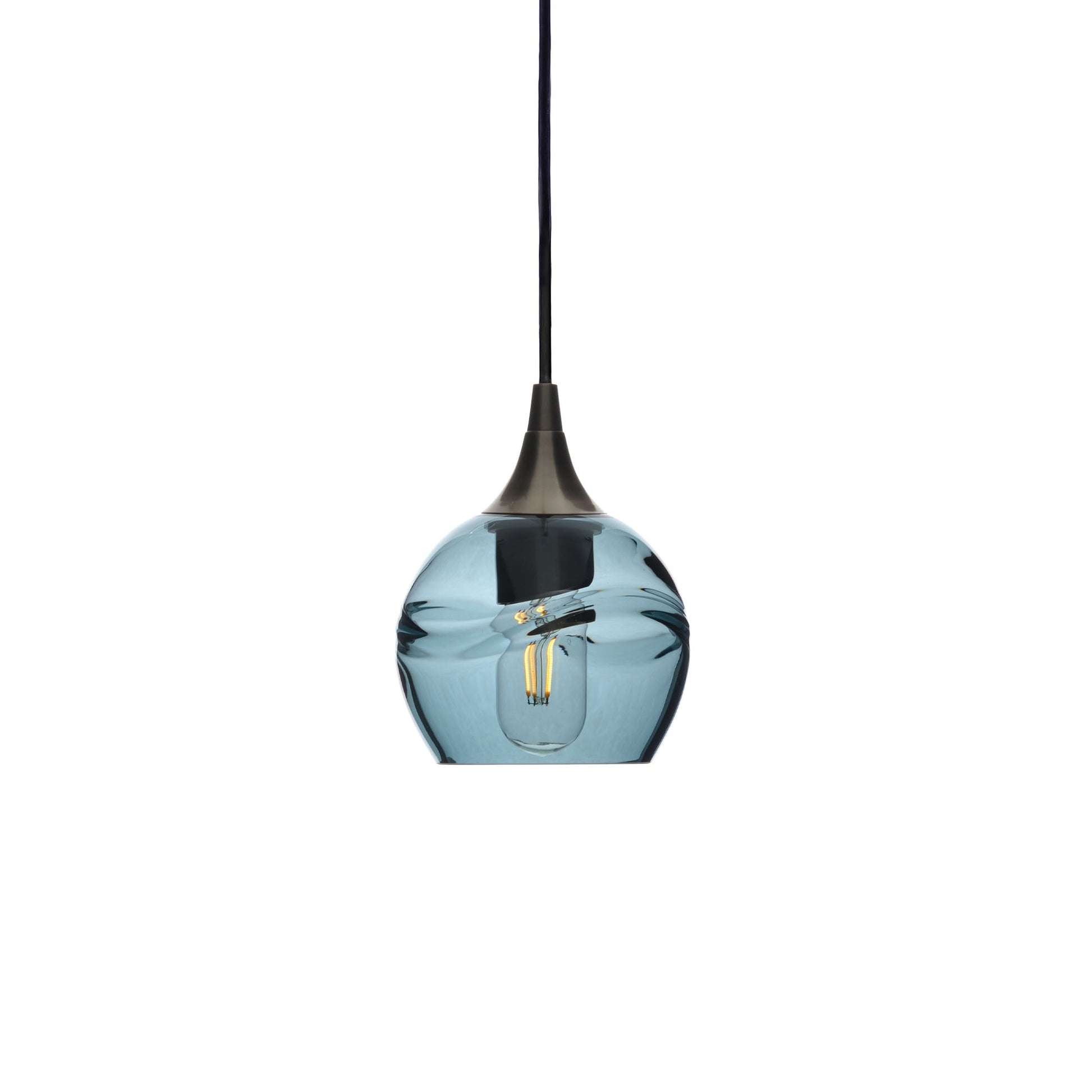 763 Swell: Single Pendant Light-Glass-Bicycle Glass Co - Hotshop-Slate Gray-Antique Bronze-Bicycle Glass Co