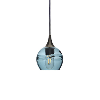 763 Swell: Single Pendant Light-Glass-Bicycle Glass Co - Hotshop-Slate Gray-Antique Bronze-Bicycle Glass Co