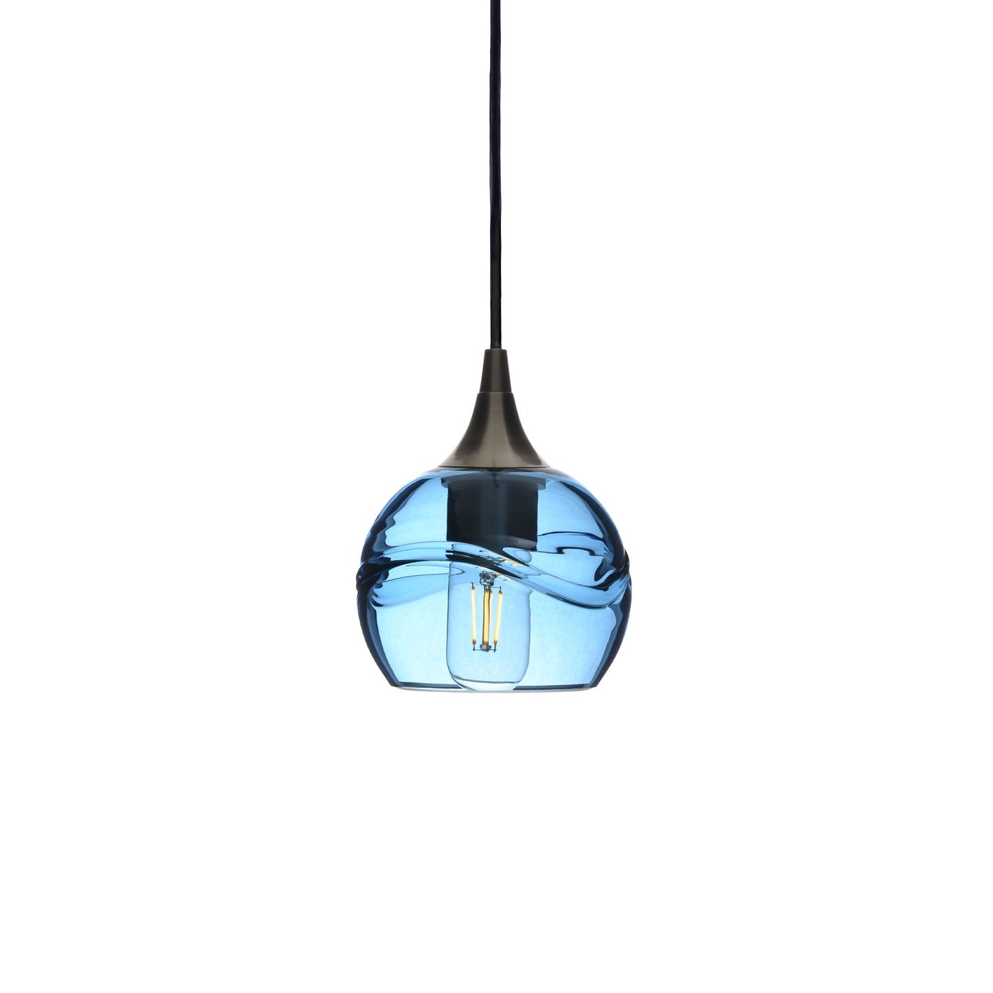 763 Swell: Single Pendant Light-Glass-Bicycle Glass Co - Hotshop-Steel Blue-Antique Bronze-Bicycle Glass Co