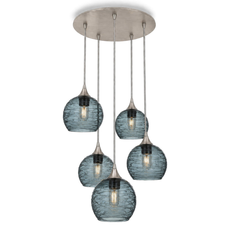 767 5 Pendant Cascade Chandelier — Spun / Slate Gray / Brushed Nickel - Custom