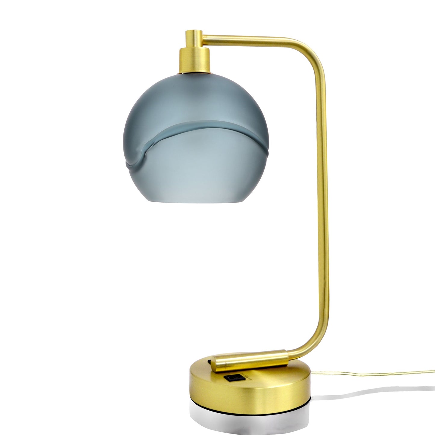 767 Glacial: Table Lamp-Glass-Bicycle Glass Co - Hotshop-Steel Blue-Brushed Nickel-Bicycle Glass Co