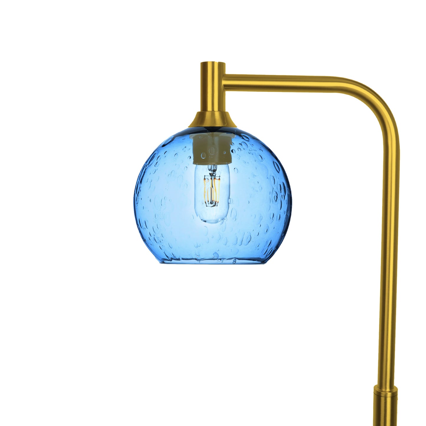 767 Lunar: Floor Lamp-Glass-Bicycle Glass Co - Hotshop-Steel Blue-Polished Brass-Bicycle Glass Co