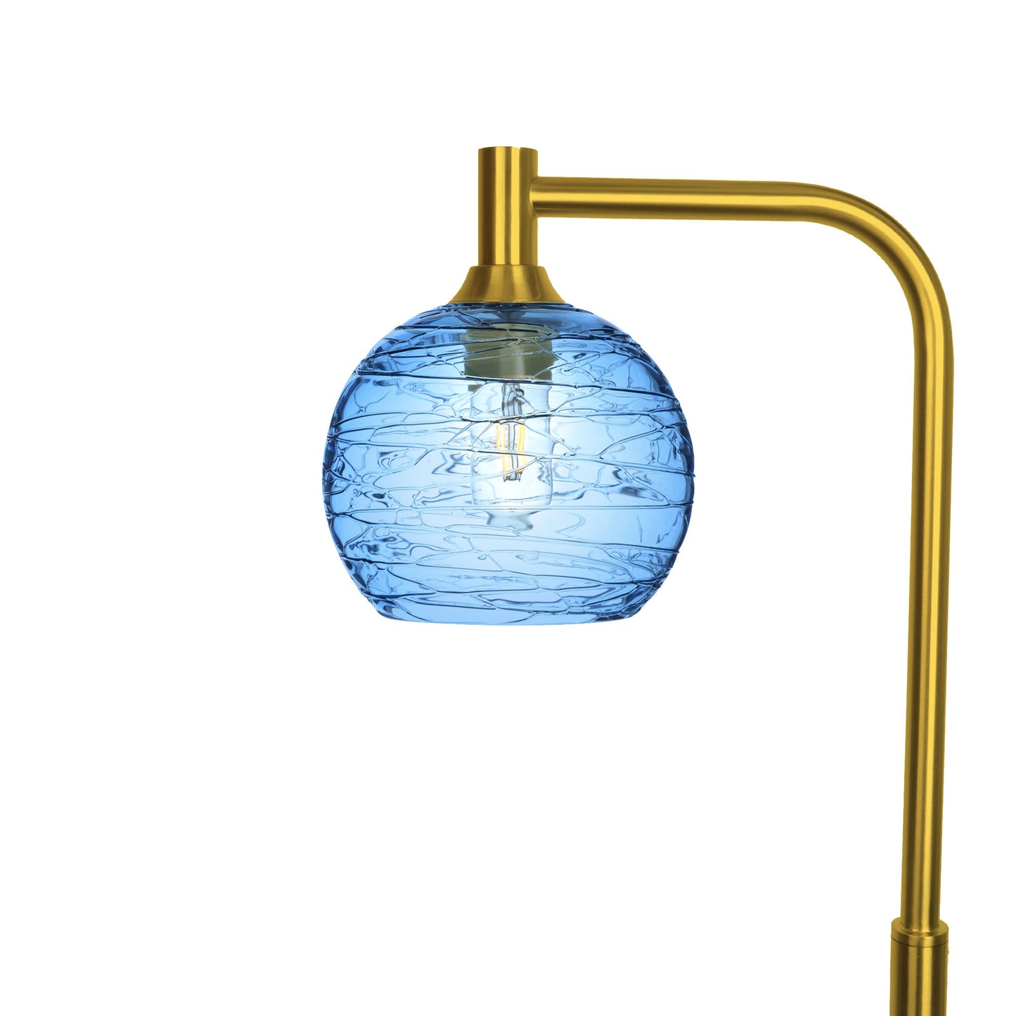 767 Spun: Floor Lamp-Glass-Bicycle Glass Co - Hotshop-Steel Blue-Polished Brass-Bicycle Glass Co