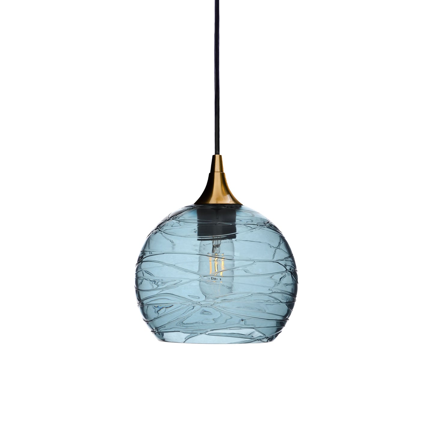 767 Spun: Single Pendant Light-Pendant Lighting-Bicycle Glass Co - Hotshop-Slate Gray-Polished Brass-Bicycle Glass Co