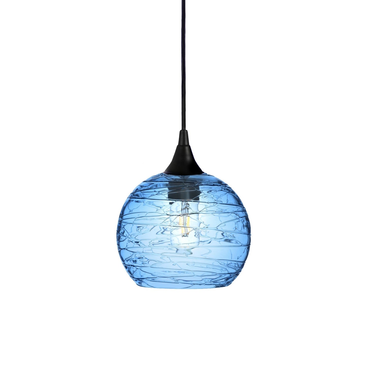 767 Spun: Single Pendant Light-Pendant Lighting-Bicycle Glass Co - Hotshop-Steel Blue-Matte Black-Bicycle Glass Co