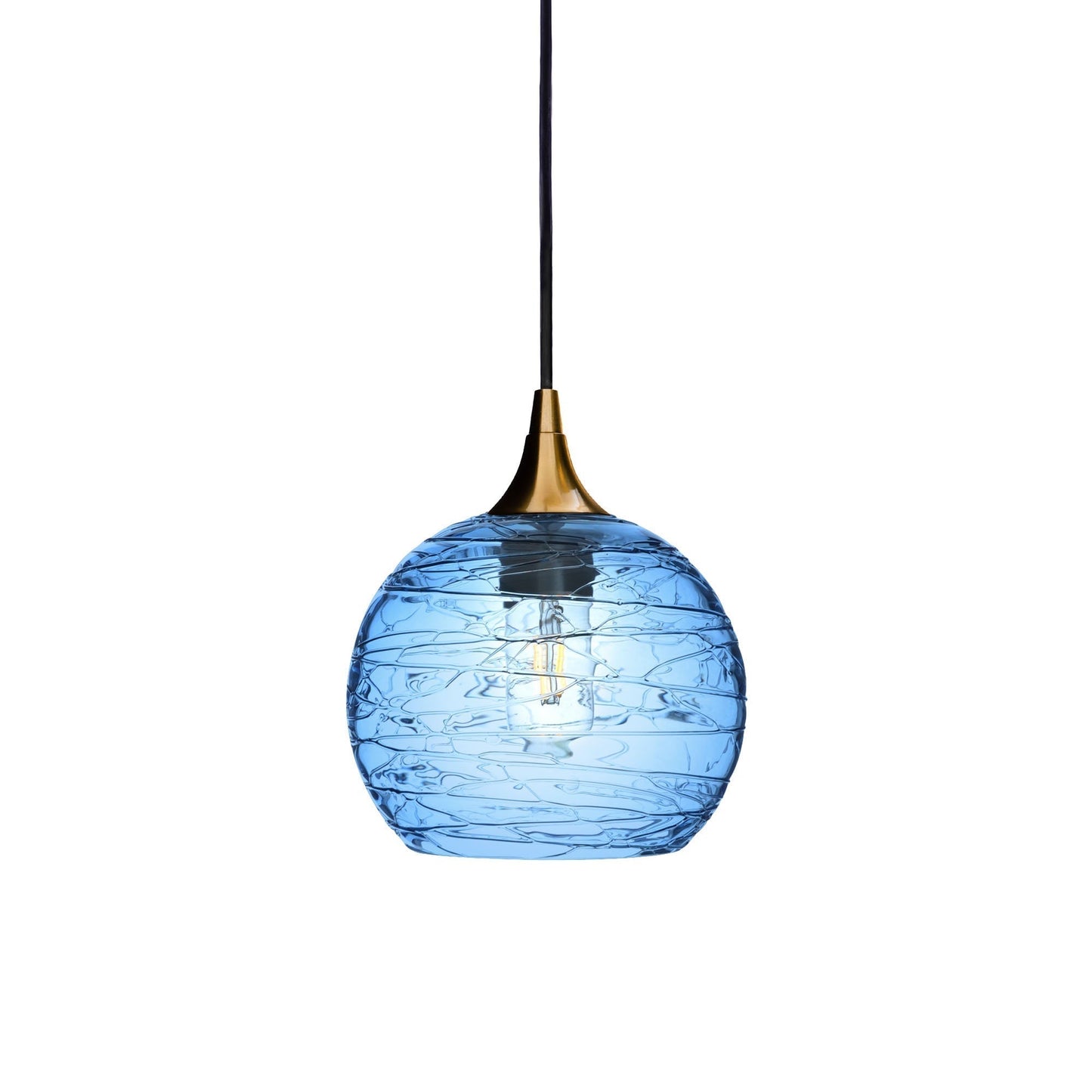 767 Spun: Single Pendant Light-Pendant Lighting-Bicycle Glass Co - Hotshop-Steel Blue-Polished Brass-Bicycle Glass Co