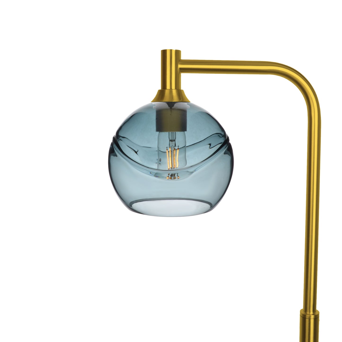 767 Swell: Floor Lamp-Glass-Bicycle Glass Co - Hotshop-Slate Gray-Polished Brass-Bicycle Glass Co