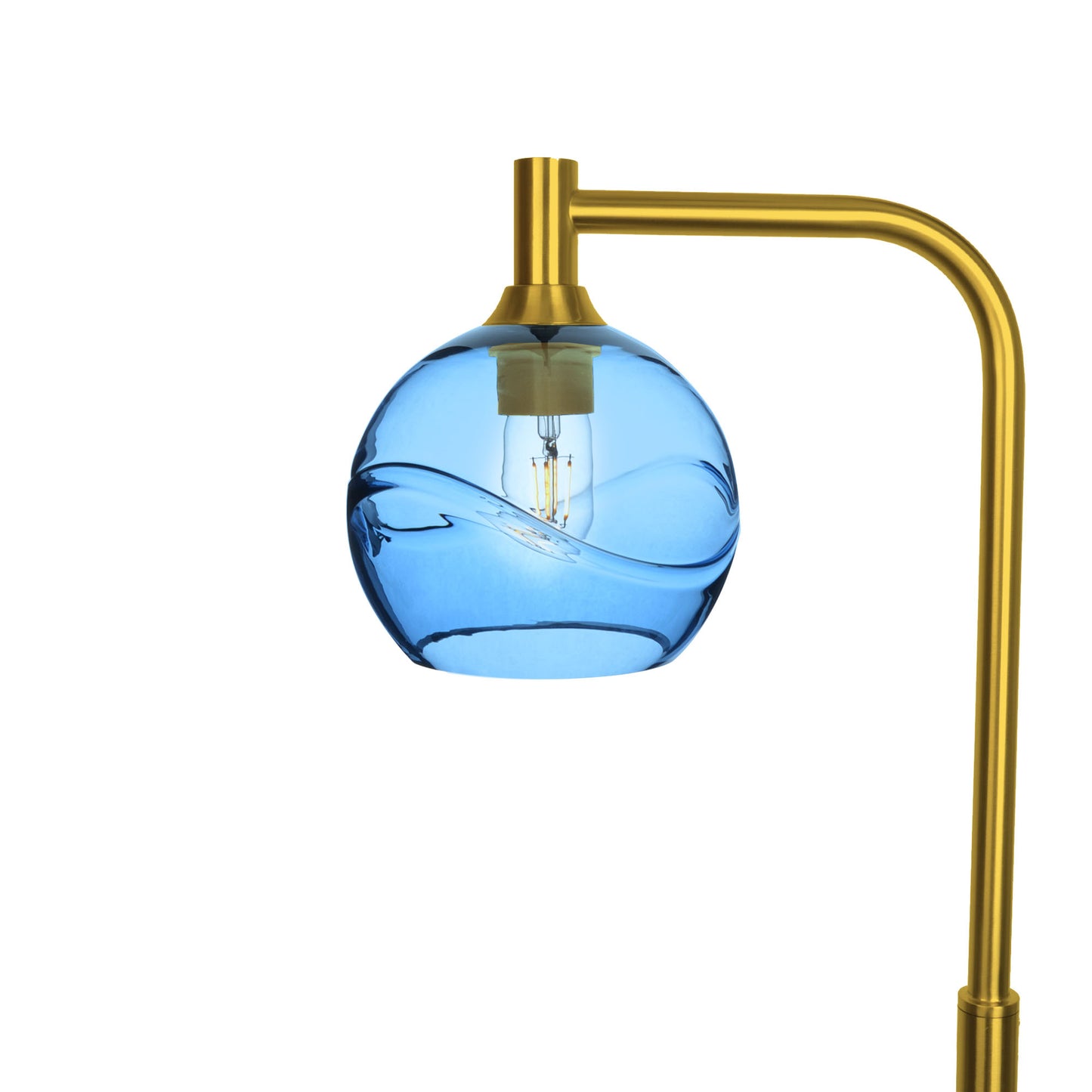 767 Swell: Floor Lamp-Glass-Bicycle Glass Co - Hotshop-Steel Blue-Polished Brass-Bicycle Glass Co
