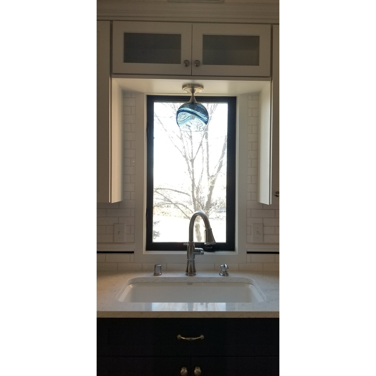 Swell Semi Flush Light: Form No. 767-Semi Flush-Bicycle Glass Co-Steel Blue-Bicycle Glass Co