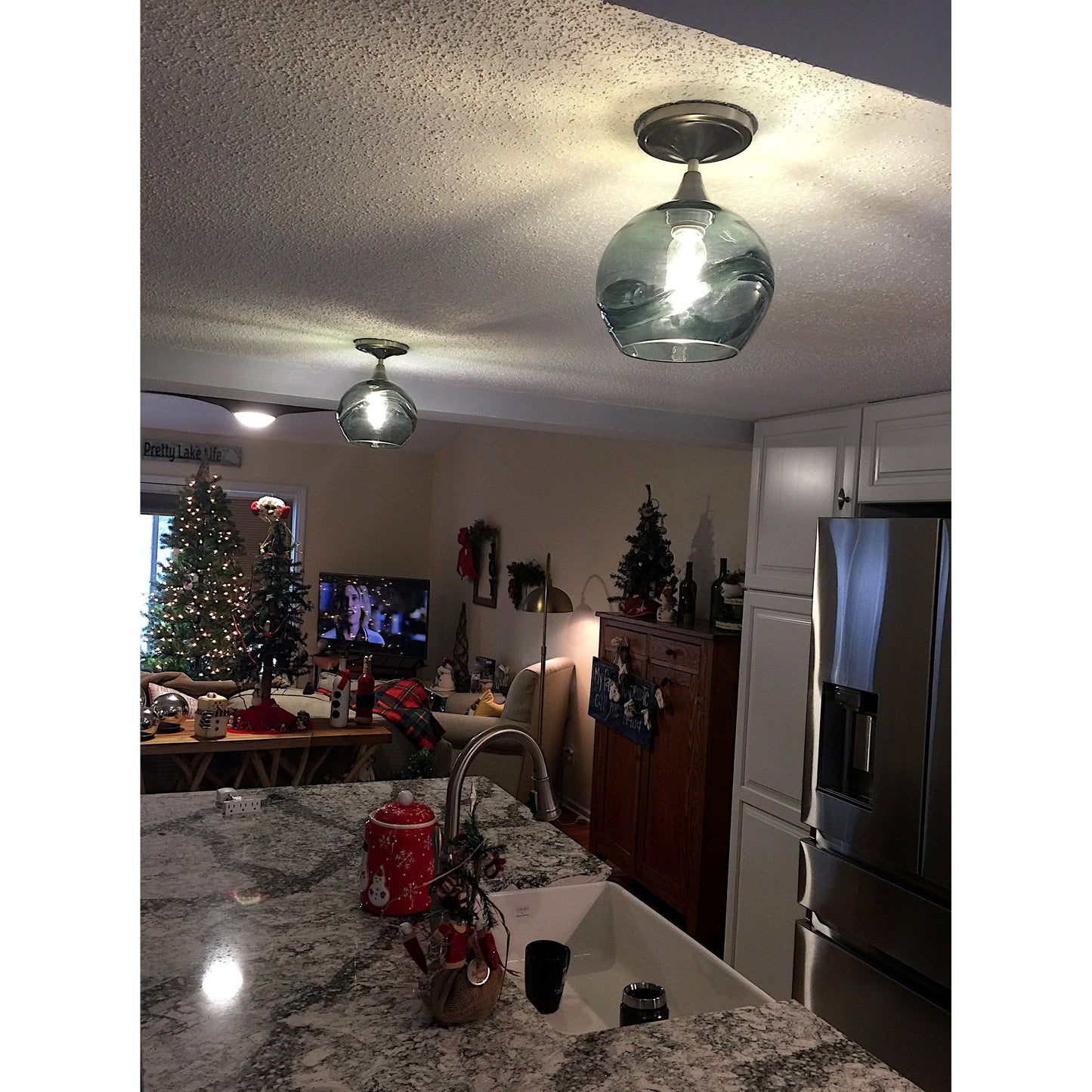 767 Swell: Semi Flush Light-Semi Flush-Bicycle Glass Co-Steel Blue-Bicycle Glass Co