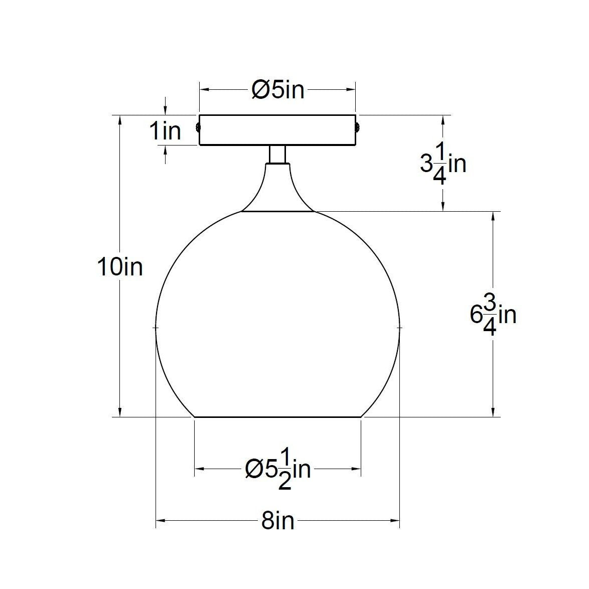 767 Swell: Semi Flush Light-Glass-Bicycle Glass Co-Steel Blue-Bicycle Glass Co