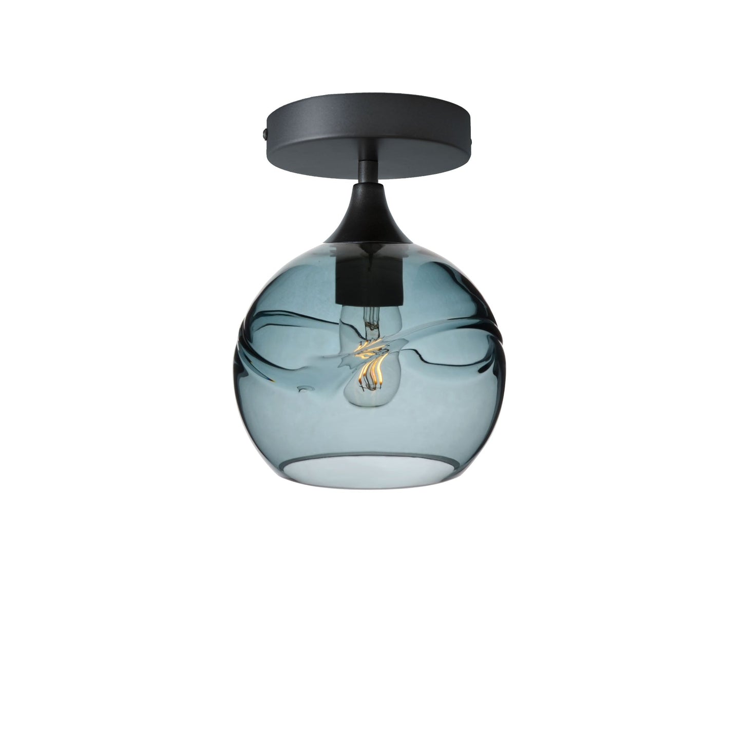 767 Swell: Semi Flush Light-Glass-Bicycle Glass Co - Hotshop-Slate Gray-Antique Bronze-Bicycle Glass Co