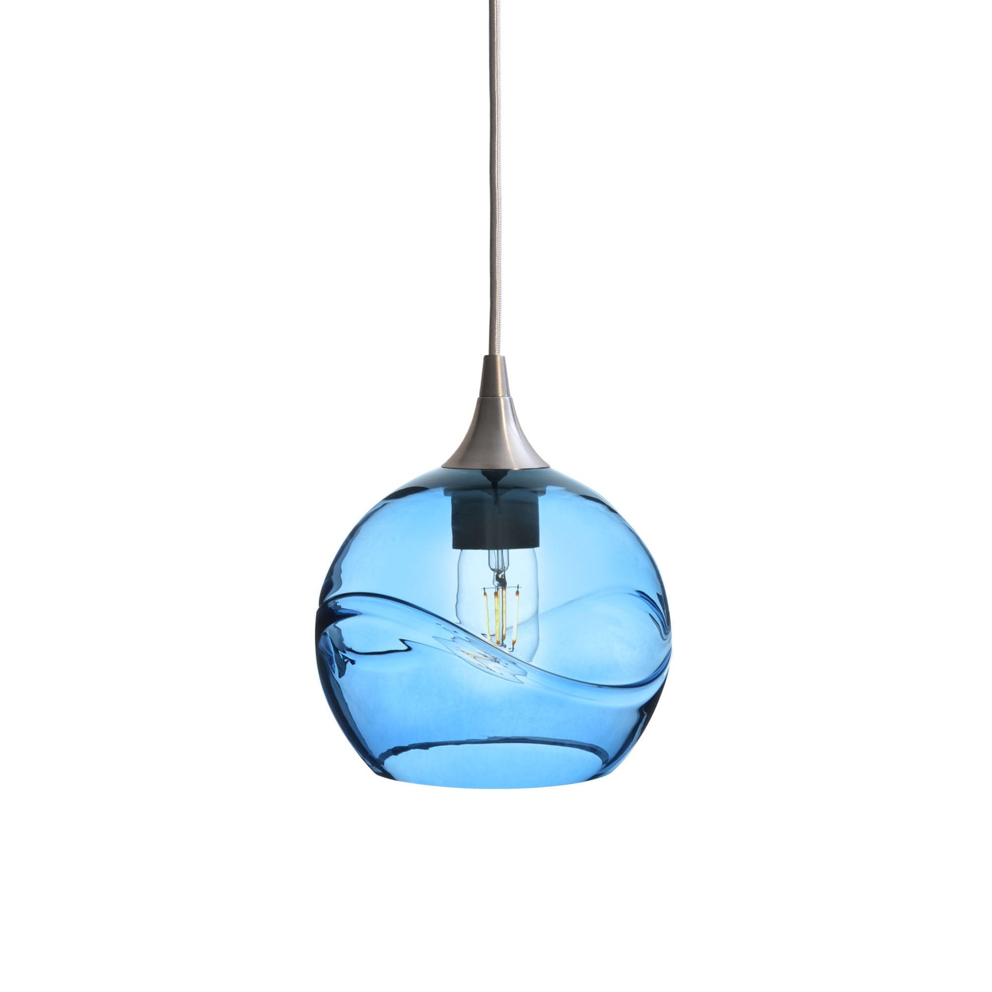 767 Swell: Single Pendant Light-Glass-Bicycle Glass Co - Hotshop-Steel Blue-Bicycle Glass Co