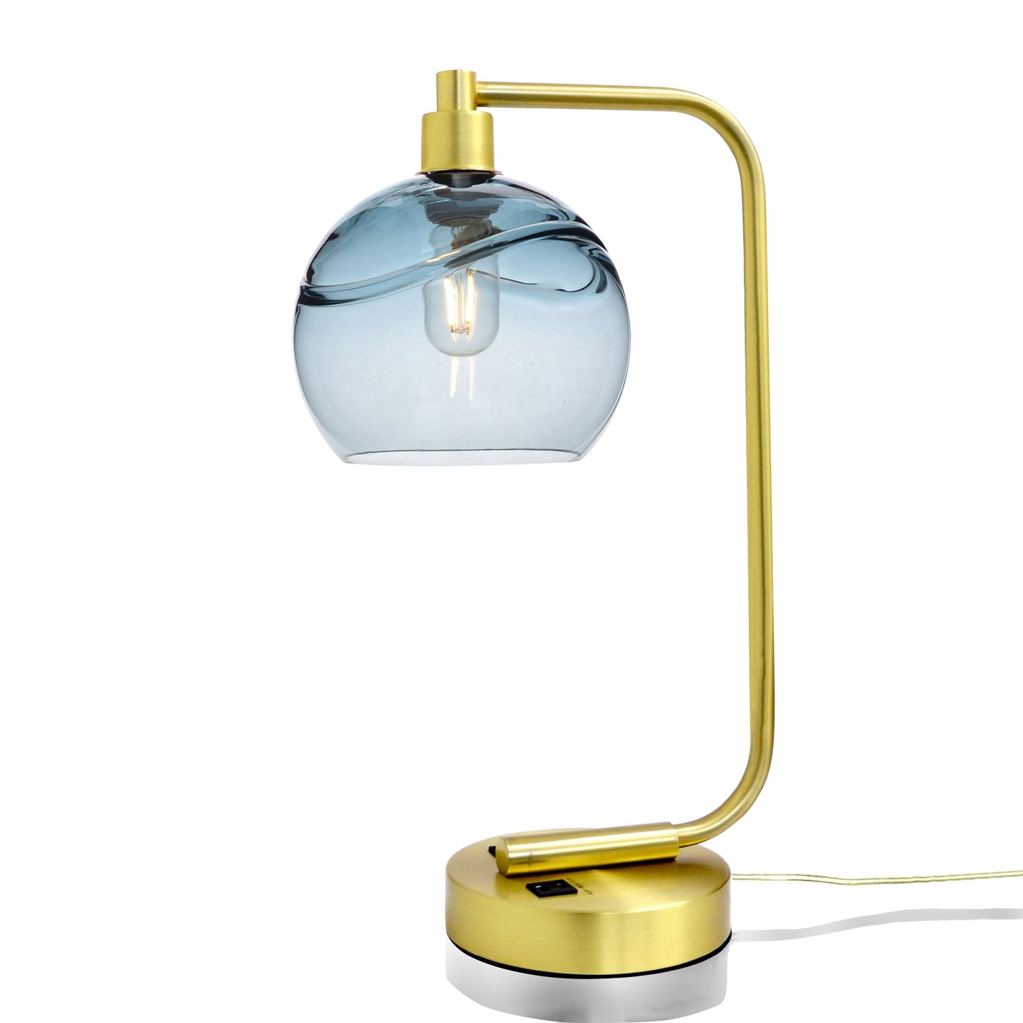 767 Swell: Table Lamp-Glass-Bicycle Glass Co - Hotshop-Steel Blue-Brushed Nickel-4 Watt LED (+$0.00)-Bicycle Glass Co