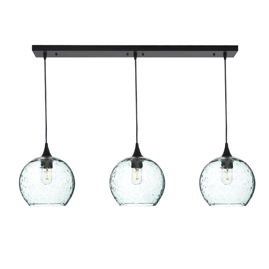 768 3 Pendant Linear Chandelier-Glass-Bicycle Glass Co - Hotshop-Matte Black - 4ft Cord-Lunar-Eco Clear-Bicycle Glass Co