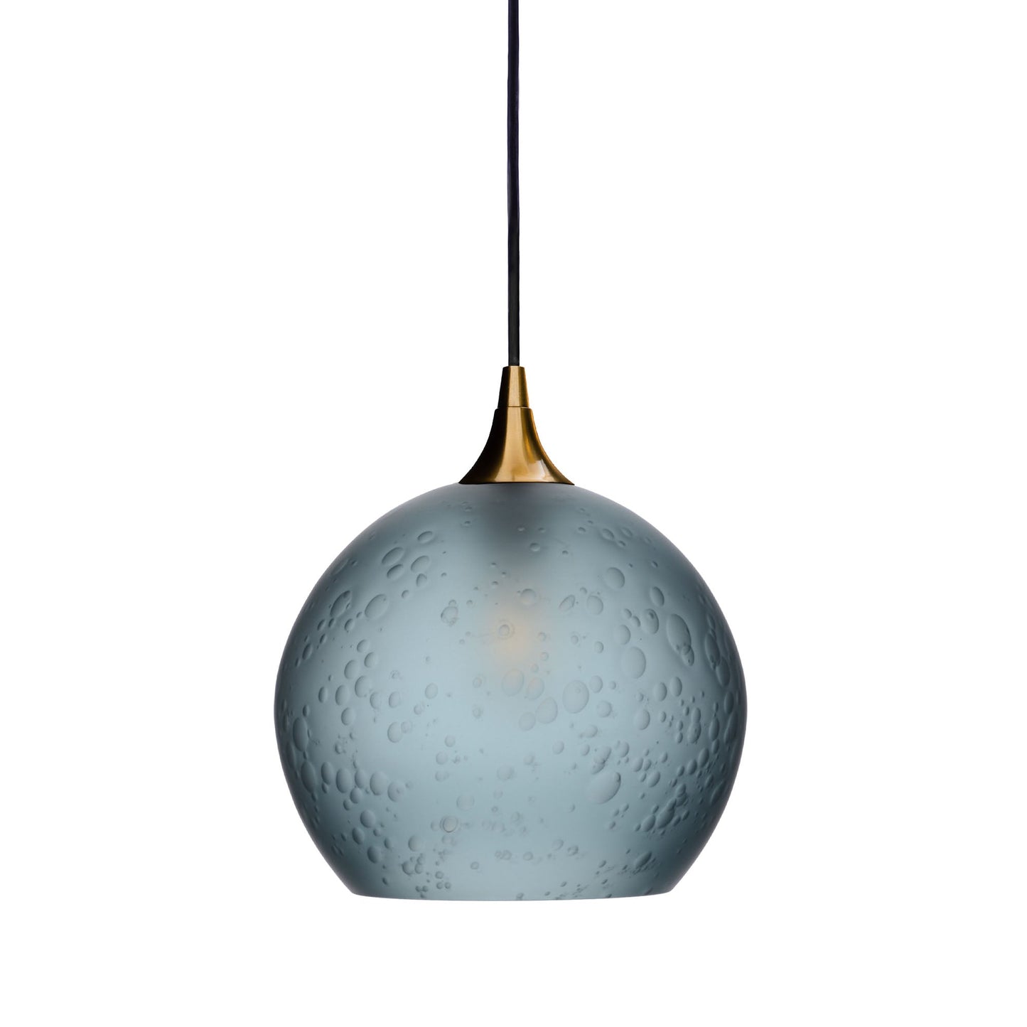 768 Celestial: Single Pendant Light-Glass-Bicycle Glass Co - Hotshop-Slate Gray-Polished Brass-Bicycle Glass Co