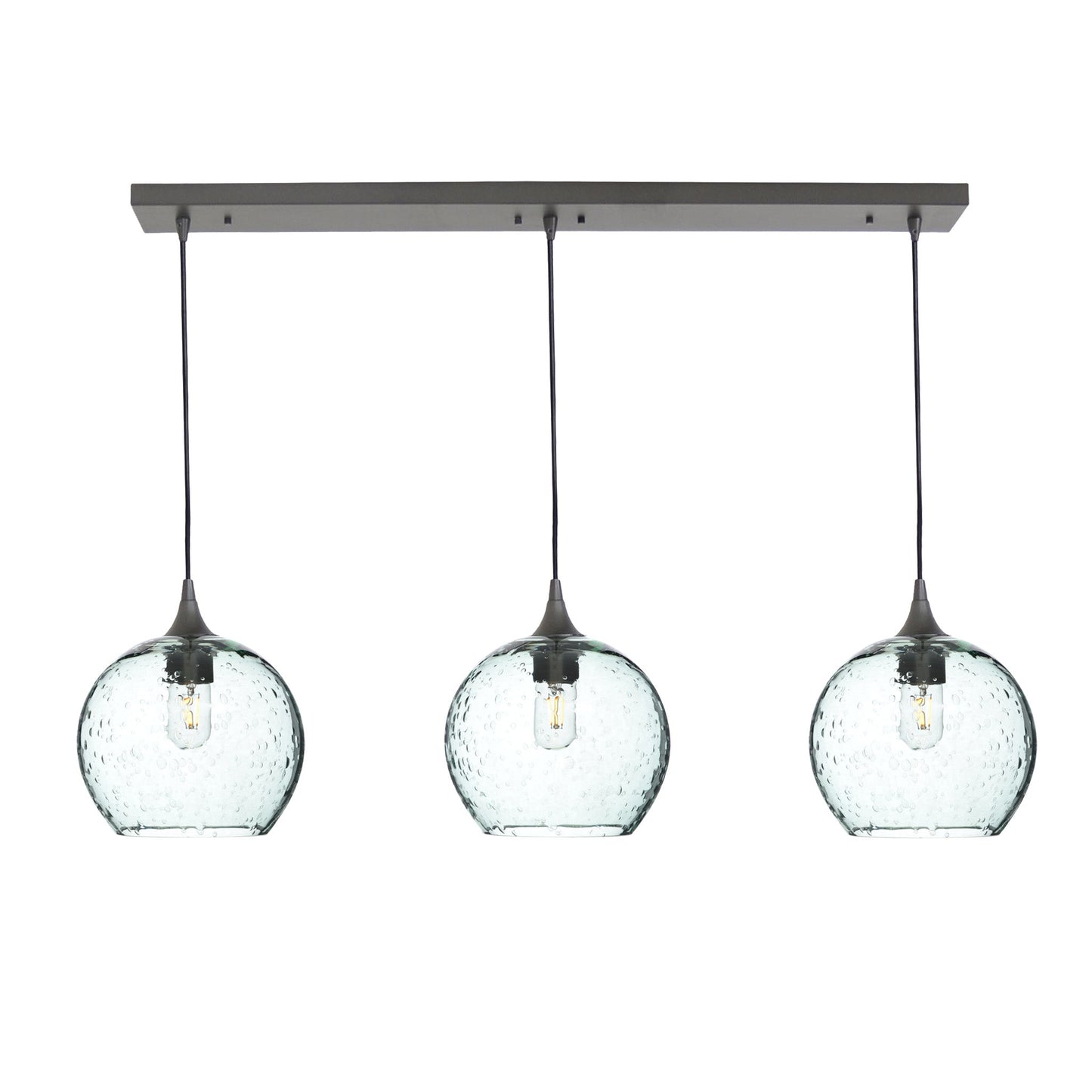 768 Lunar: 3 Pendant Linear Chandelier-Glass-Bicycle Glass Co - Hotshop-Eco Clear-Antique Bronze-Bicycle Glass Co