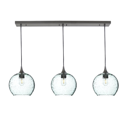 768 Lunar: 3 Pendant Linear Chandelier-Glass-Bicycle Glass Co - Hotshop-Eco Clear-Antique Bronze-Bicycle Glass Co