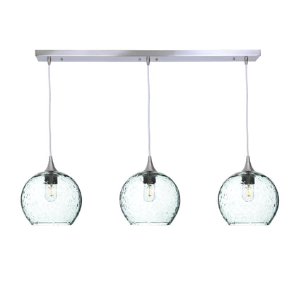 768 Lunar: 3 Pendant Linear Chandelier-Glass-Bicycle Glass Co - Hotshop-Eco Clear-Brushed Nickel-Bicycle Glass Co