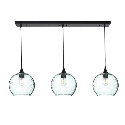768 Lunar: 3 Pendant Linear Chandelier-Glass-Bicycle Glass Co - Hotshop-Eco Clear-Matte Black-Bicycle Glass Co