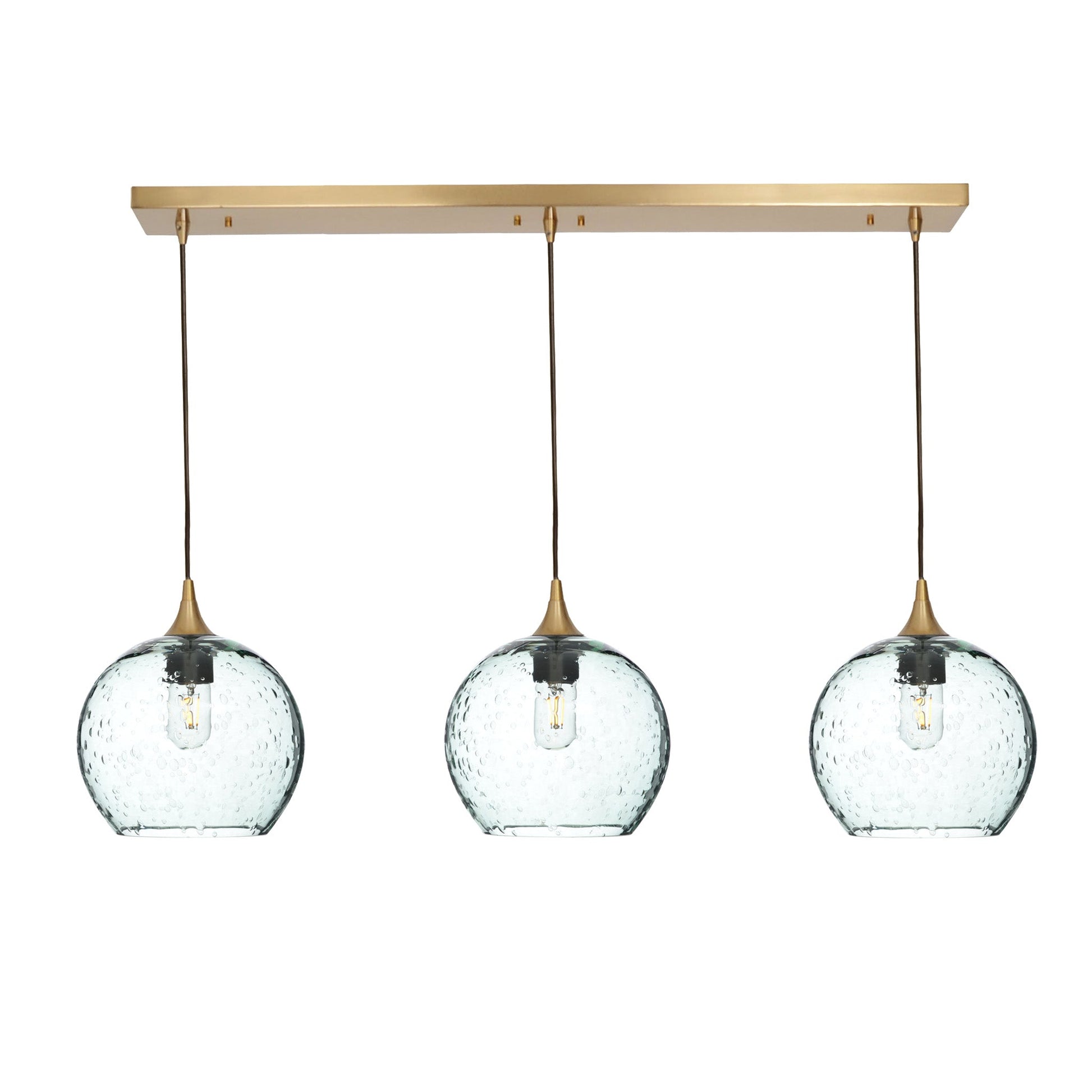 768 Lunar: 3 Pendant Linear Chandelier-Glass-Bicycle Glass Co - Hotshop-Eco Clear-Polished Brass-Bicycle Glass Co