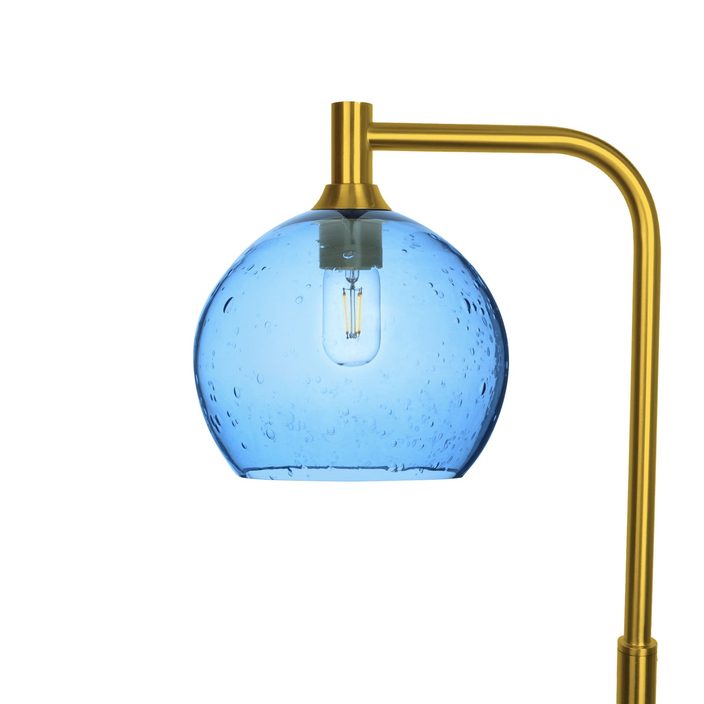 768 Lunar: Floor Lamp-Glass-Bicycle Glass Co - Hotshop-Steel Blue-Polished Brass-Bicycle Glass Co