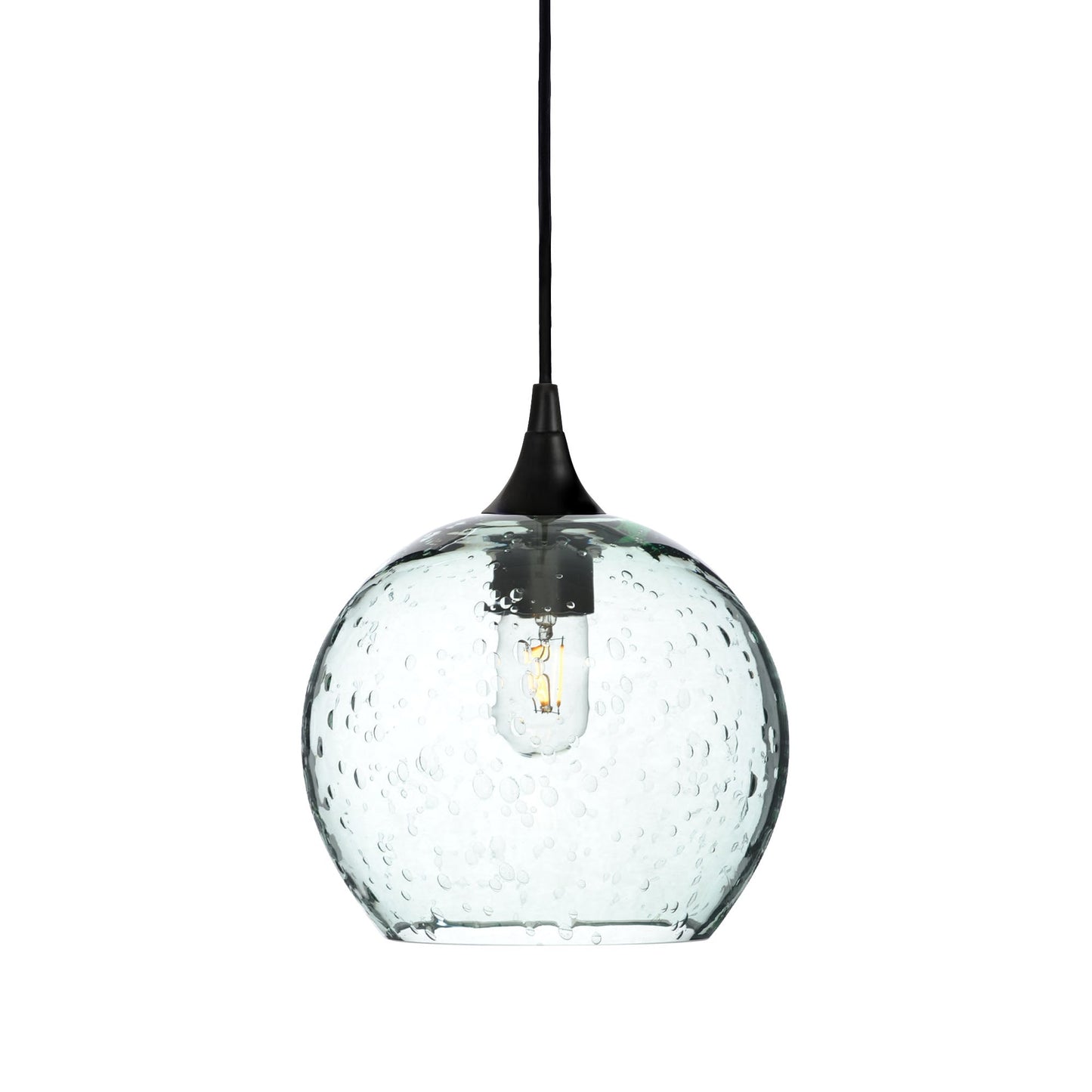 768 Lunar: Single Pendant Light-Glass-Bicycle Glass Co - Hotshop-Eco Clear-Matte Black-Bicycle Glass Co