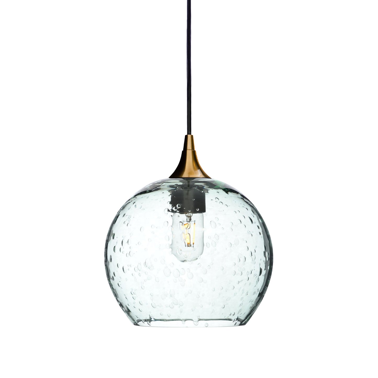 768 Lunar: Single Pendant Light-Glass-Bicycle Glass Co - Hotshop-Eco Clear-Polished Brass-Bicycle Glass Co