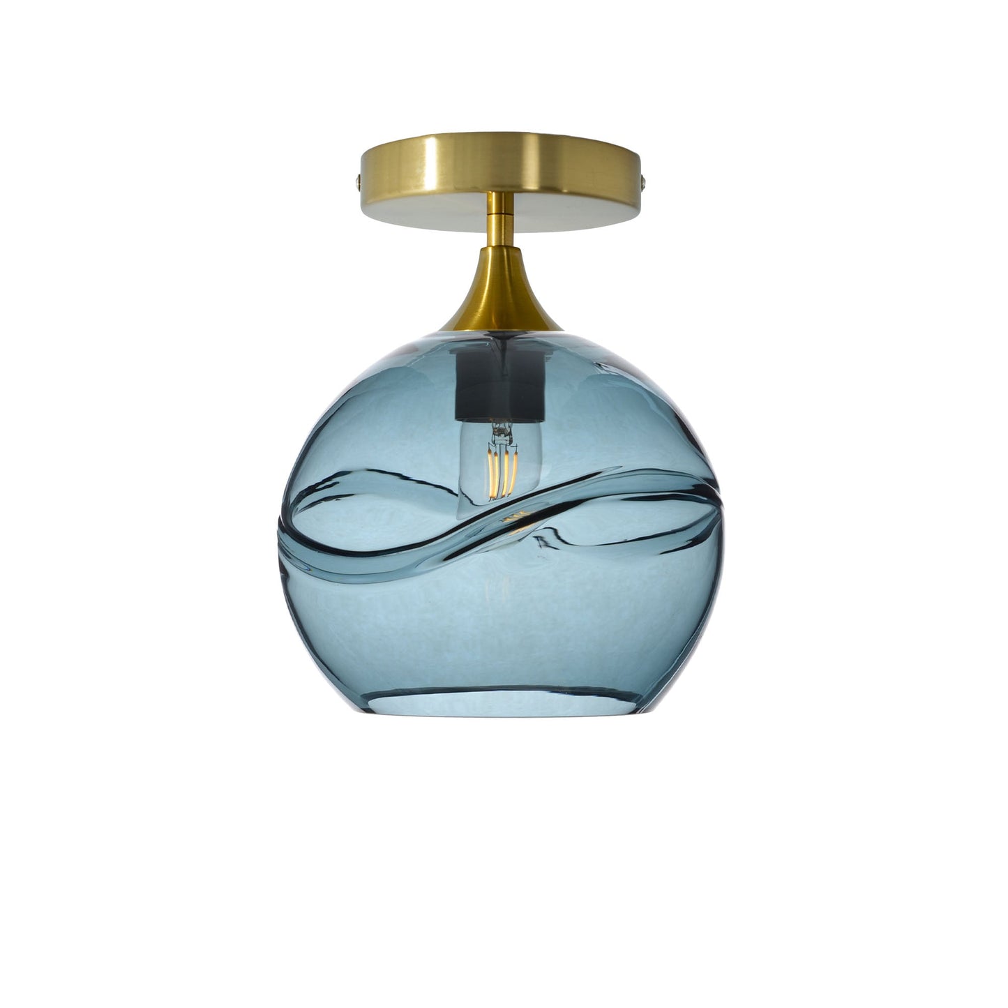 768 Semi-Flush-Bicycle Glass Co - Hotshop-Swell-Slate Gray-Polished Brass-Bicycle Glass Co