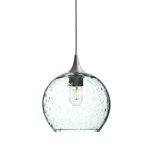768 Single Pendant Light-Bicycle Glass Co-Brushed Nickel 15ft Cord + Track Mount-Lunar-Eco Clear-Bicycle Glass Co