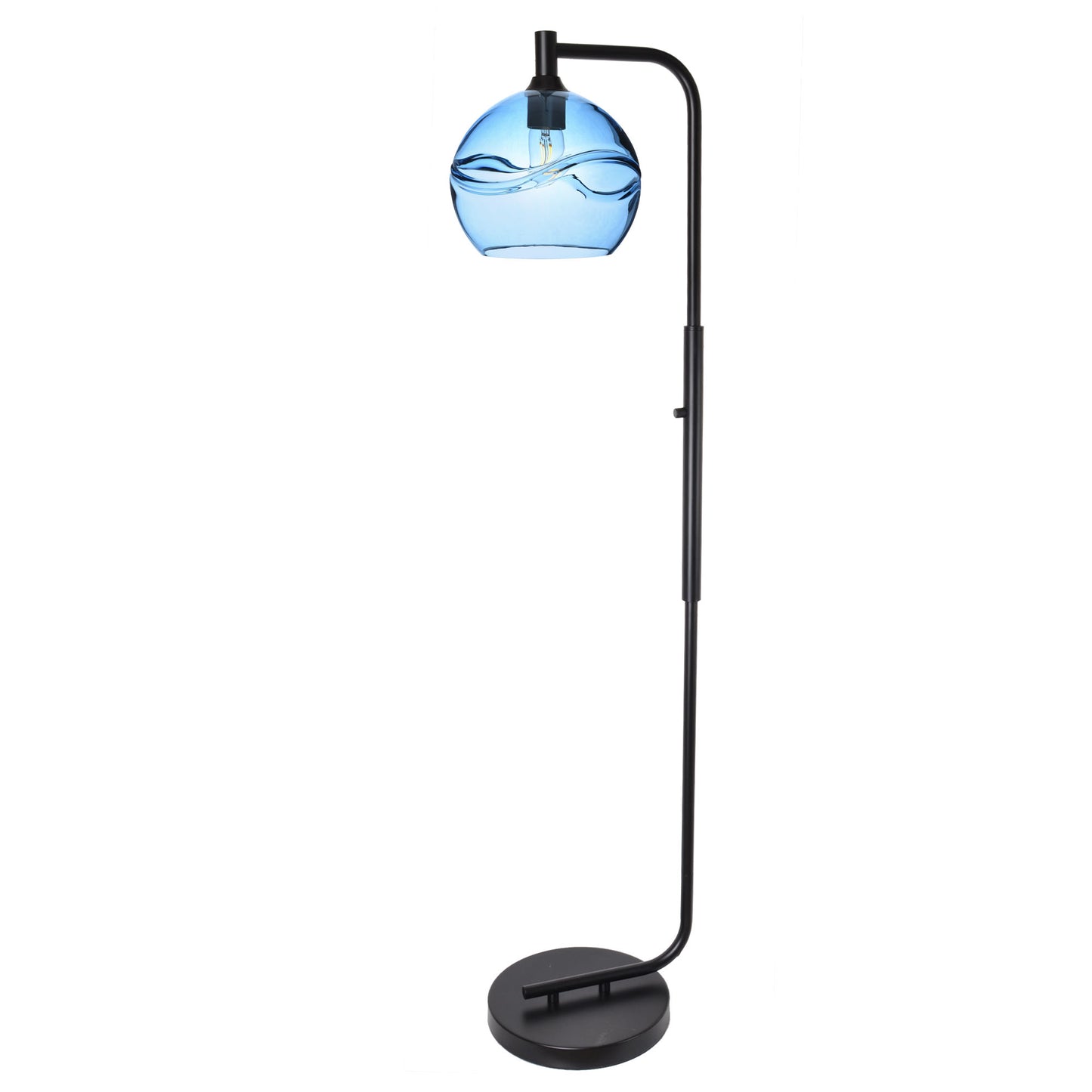 768 Swell: Floor Lamp-Glass-Bicycle Glass Co - Hotshop-Steel Blue-Matte Black-Bicycle Glass Co
