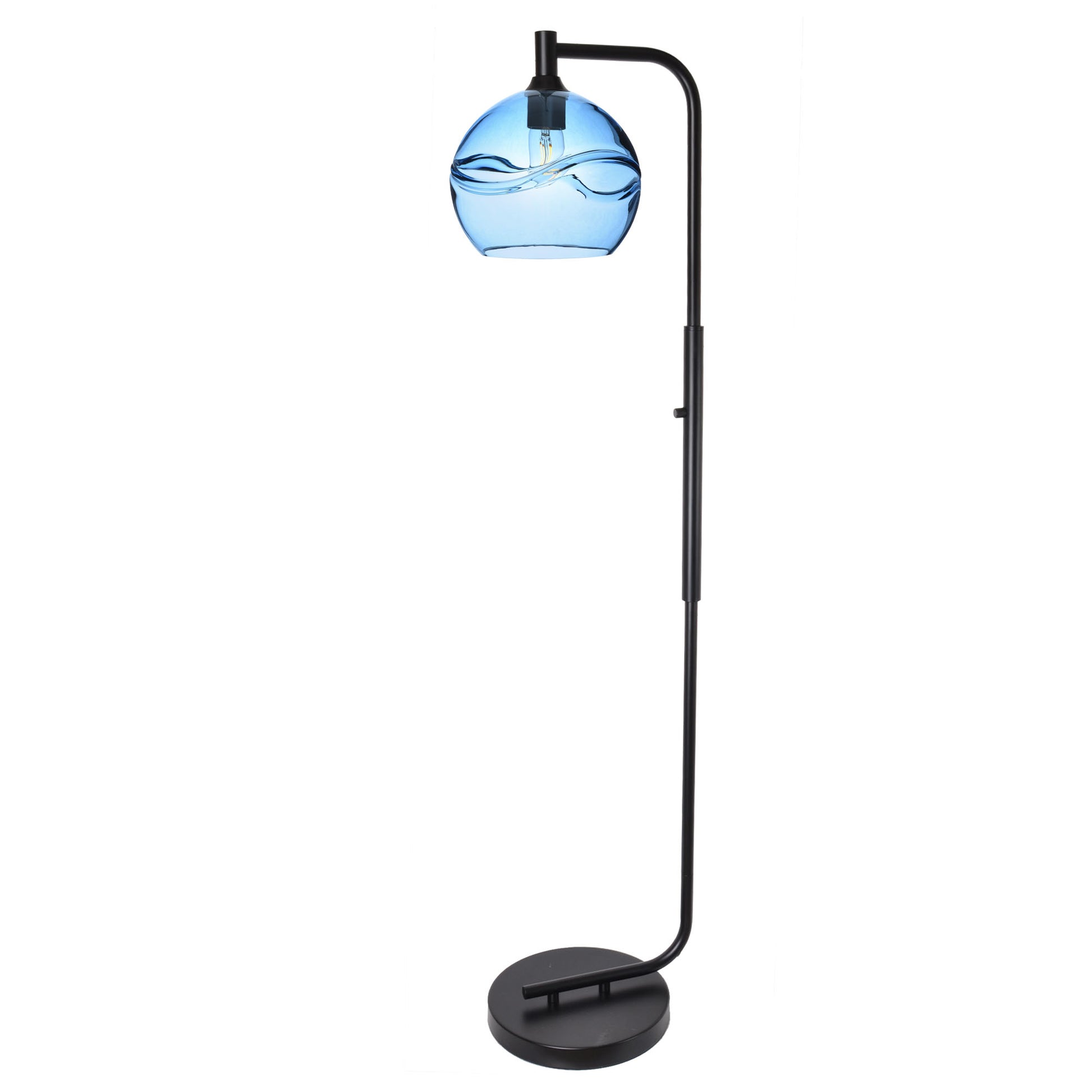 768 Swell: Floor Lamp-Glass-Bicycle Glass Co - Hotshop-Steel Blue-Matte Black-Bicycle Glass Co